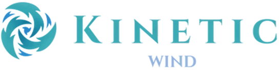 Blue Kinetic Wind emblem on black background