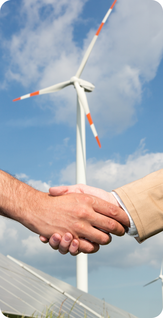 Renewable energy partnership handshake