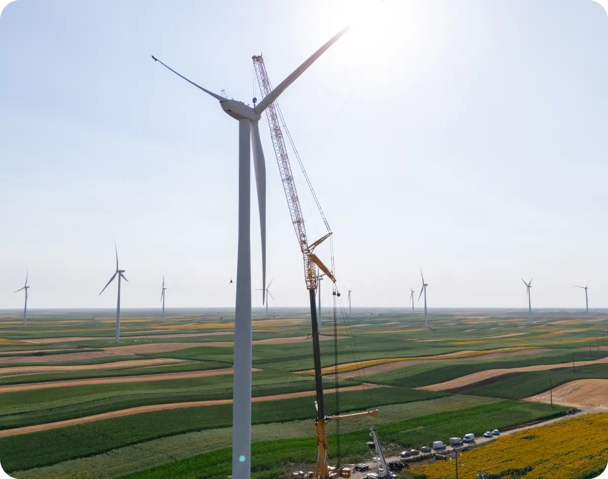 Renewable energy wind farm construction