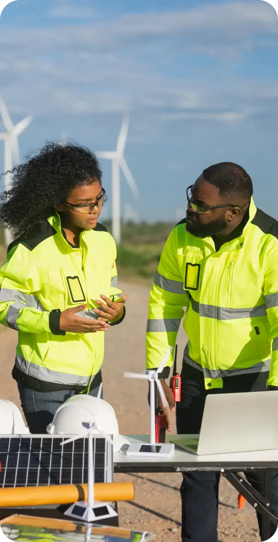 Engineers discussing renewable energy project